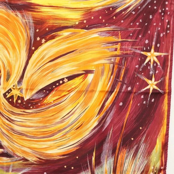 HERMES Carre 90 Scarf ""FEUX DU CIEL"" Silk Yellow Auth - Picture 4 of 16